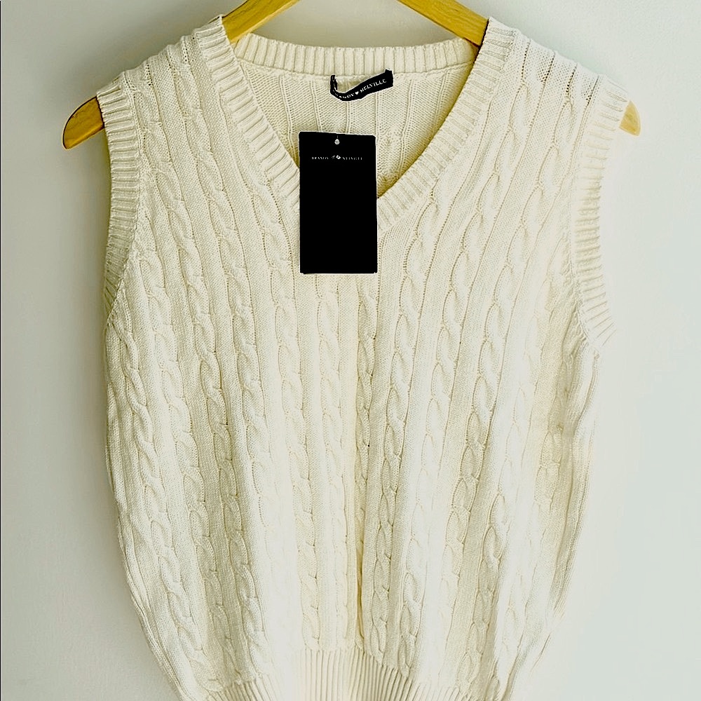 FINAL PRICE NWT Brandy Melville Cream V-Neck Cable Knit Sweater Vest